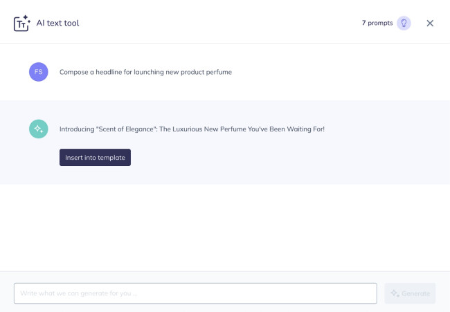 Elastic Email AI text tool