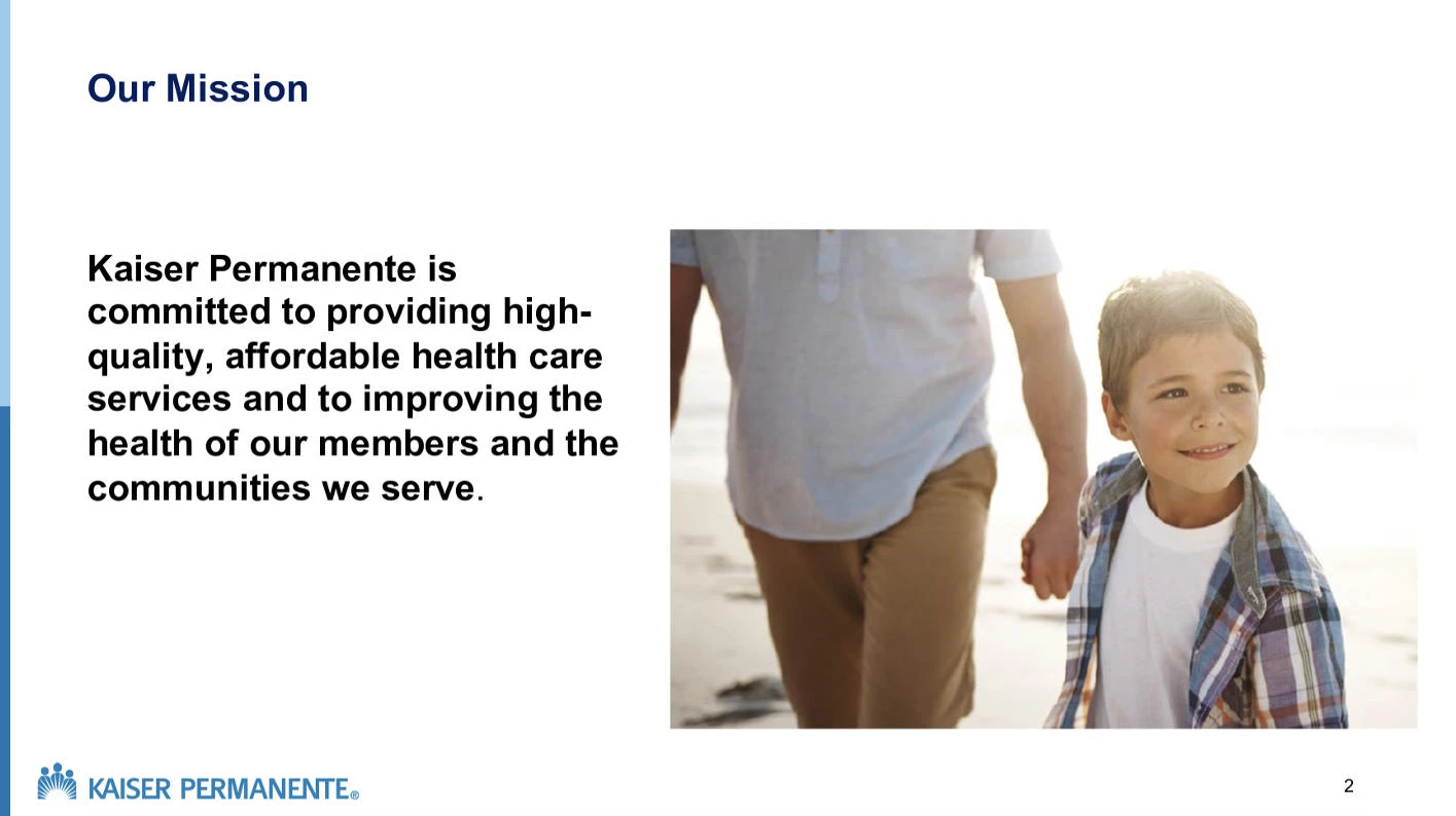 Kaiser Permanente’s Thrive Local Screenshot of Kaiser Permanente’s Thrive Local mission page