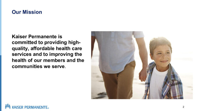Screenshot of Kaiser Permanente’s Thrive Local mission page
