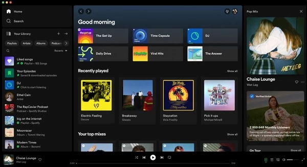 Spotify's website design Spotify’s consistent website design with familiar layouts and functionalities