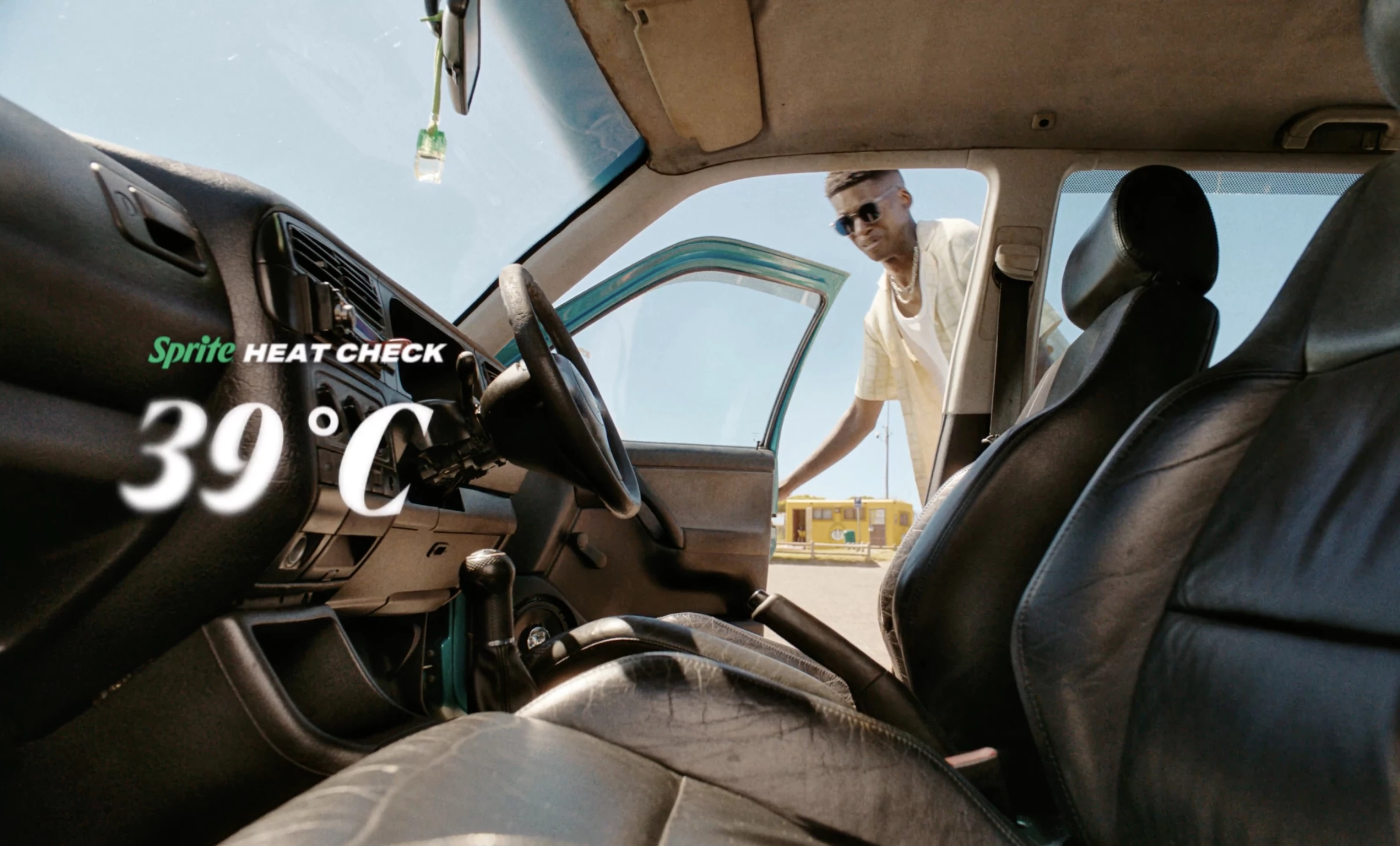 Sprite's summer heat check shows how hot a car can be when parked outside.