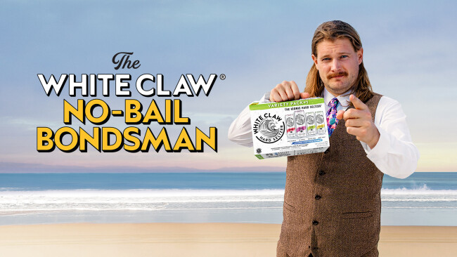 Caleb Pressley as the "No Bail Bondsman" | Source: White Claw Caleb Pressley as the "No Bail Bondsman" | Source: White Claw