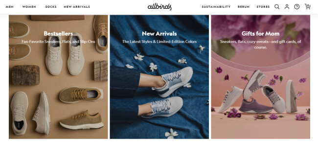 Allbirds homepage