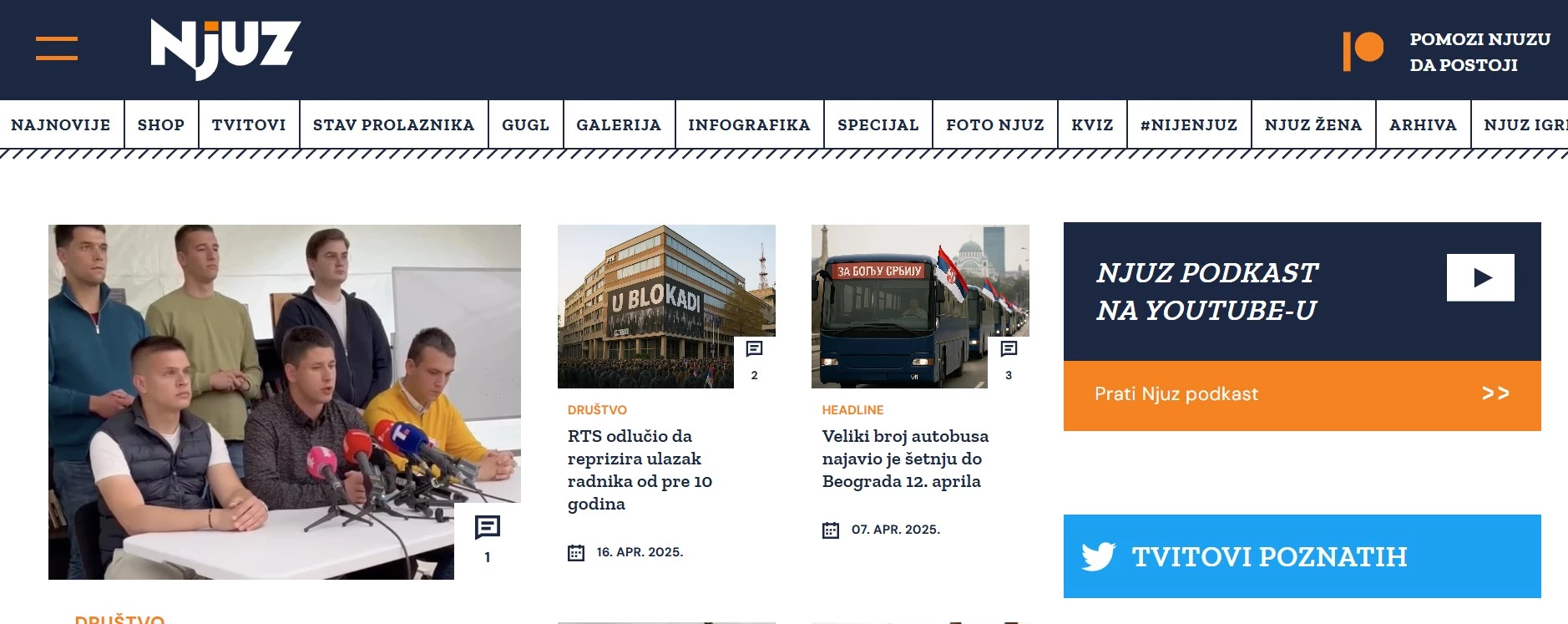 Njuz homepage