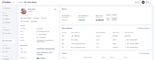 Scaleo affiliate details Scaleo affiliate details
