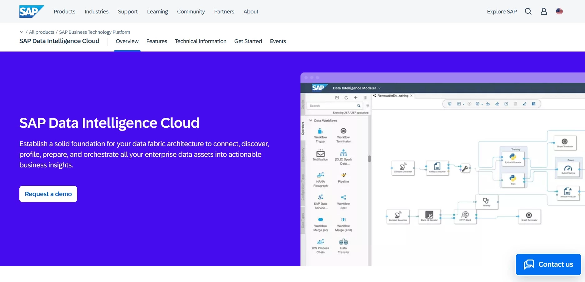 Screenshot of SAP Data Intelligence platform managing enterprise data.