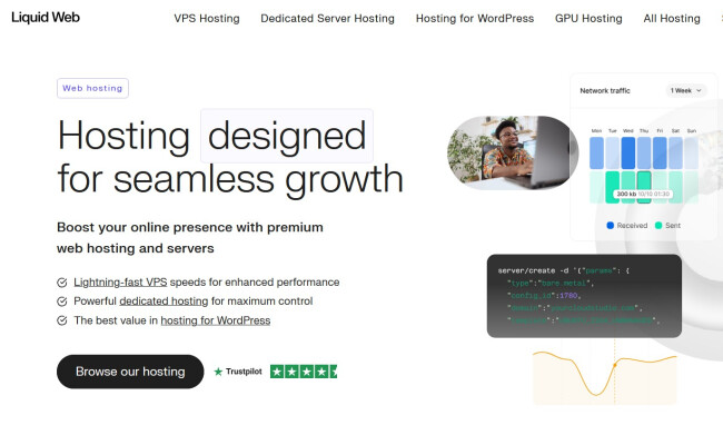 Screenshot of Liquid Web homepage