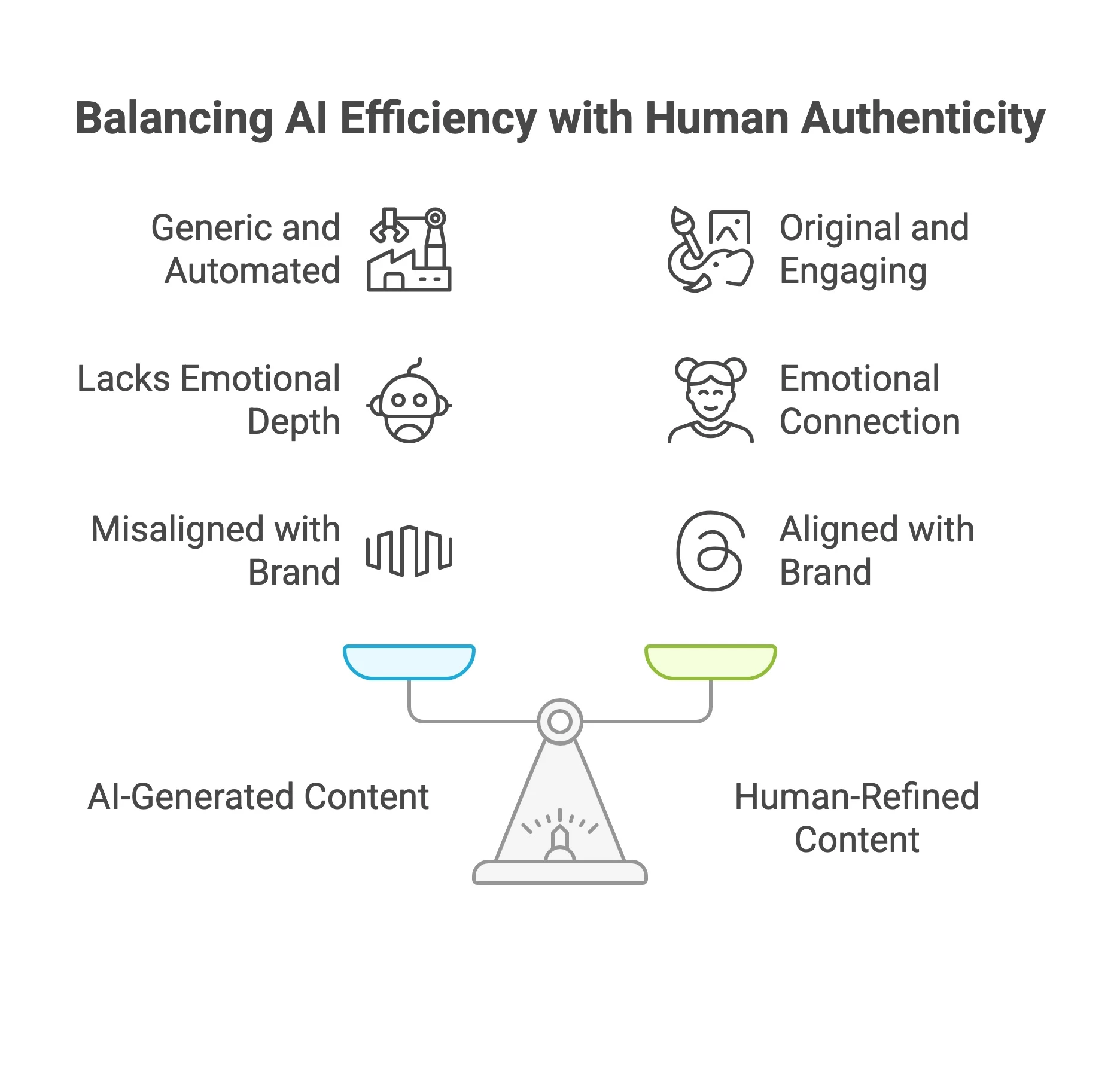 Visual about Balancing AI and Human content