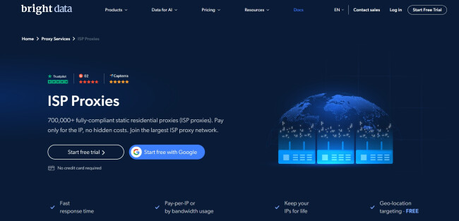 Screenshot of Bright Data homepage.