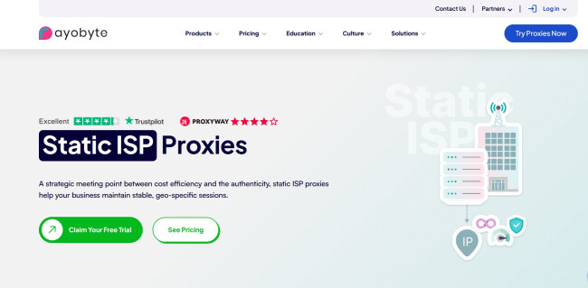Screenshot of Rayobyte homepage.