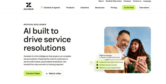 Zendesk homepage