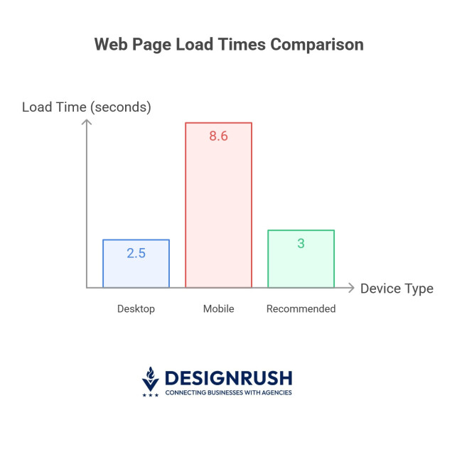 Average page load time for mobile vs desktop and recommended average.