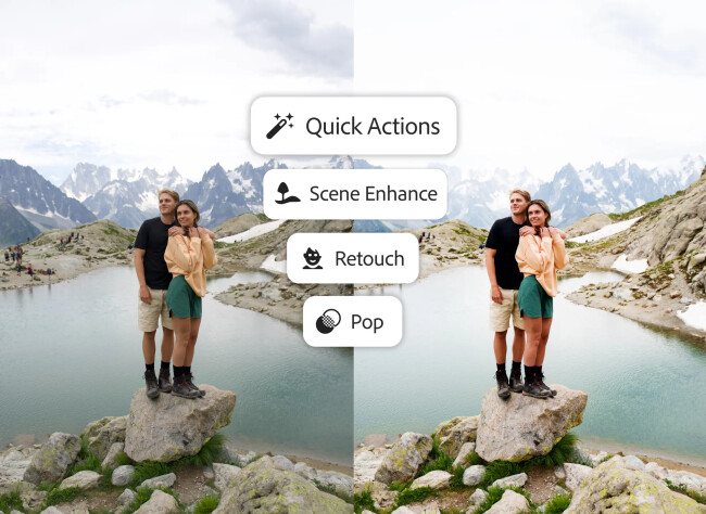 Adobe Lightroom's "Quick Actions" and "Scene Enhance" | Source: Adobe