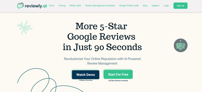 Reviewly homepage screenshot.