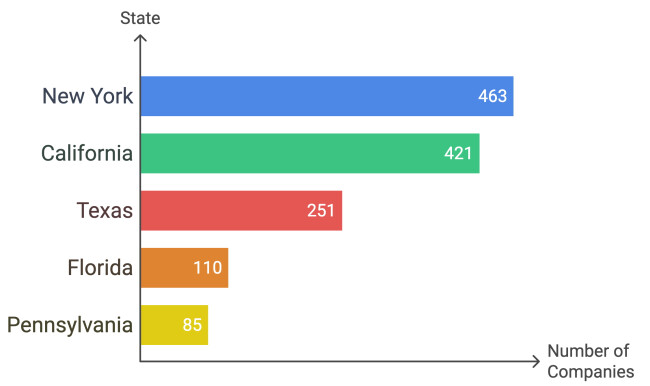 Top US States with the most number of agencies