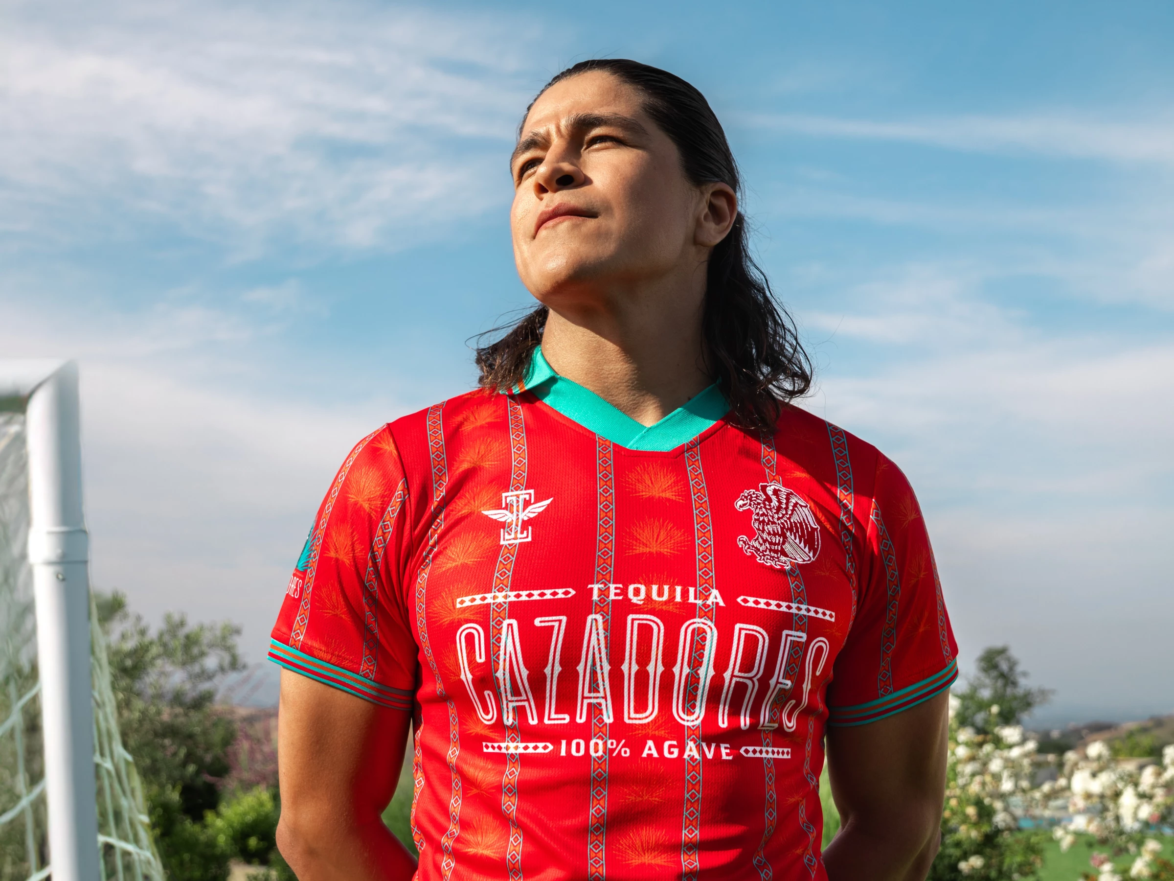 Fernández modeling the new CAZADORES jersey. | Source: Tequila CAZADORES