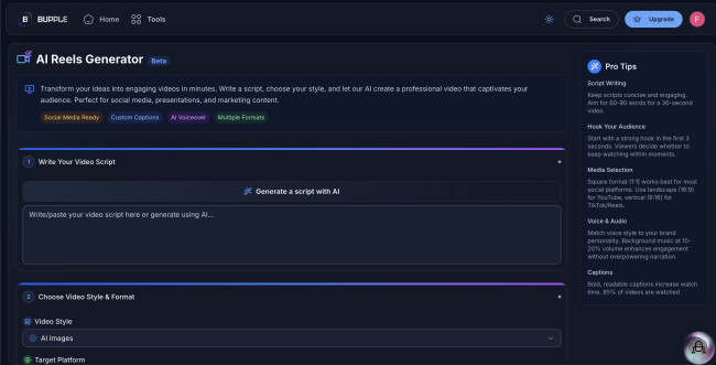 bupple reel generator