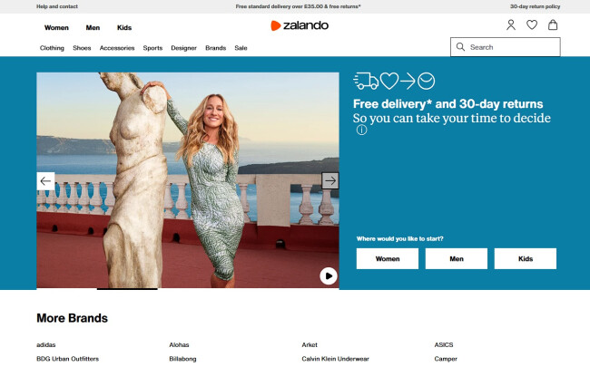 Zalando homepage