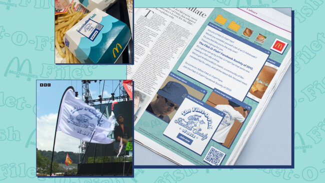 A Filet-O-Fish flag being waved during Glastonbury | Source: McDonald's A Filet-O-Fish flag being waved during Glastonbury | Source: McDonald's