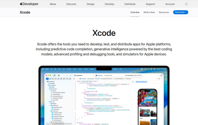Xcode homepage.