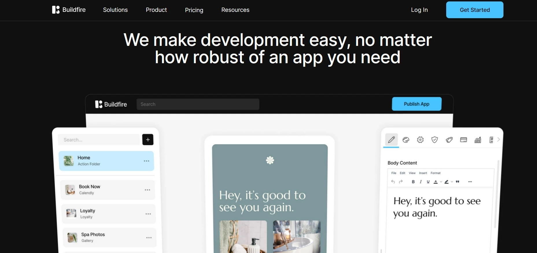 Buildfire homepage.