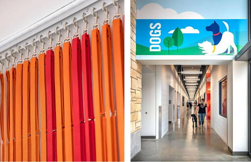 Willoughby Design’s Wall of Leashes for the KC Pet Project | Source: Willoughby Design