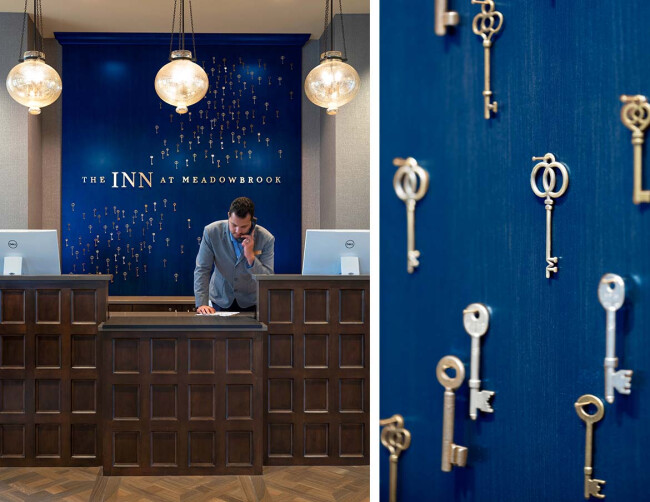 The Inn at Meadowbrook The “Key Wall” at The Inn at Meadowbrook | Source: Willoughby Design