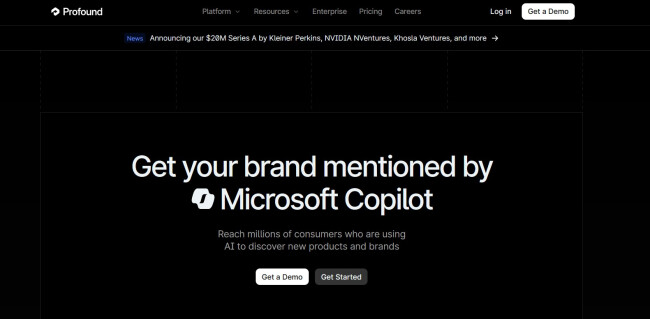 Profound homepage.