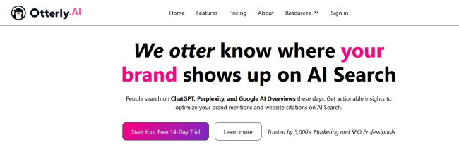 Otterly homepage.