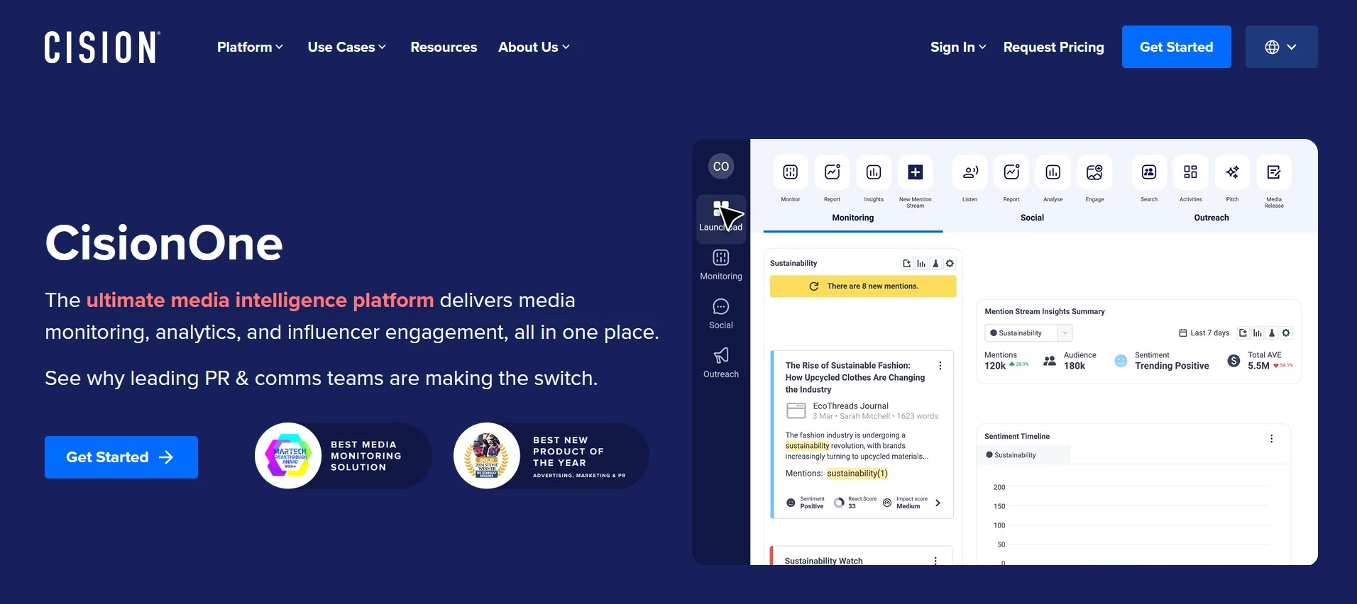 Cision PR AI homepage.