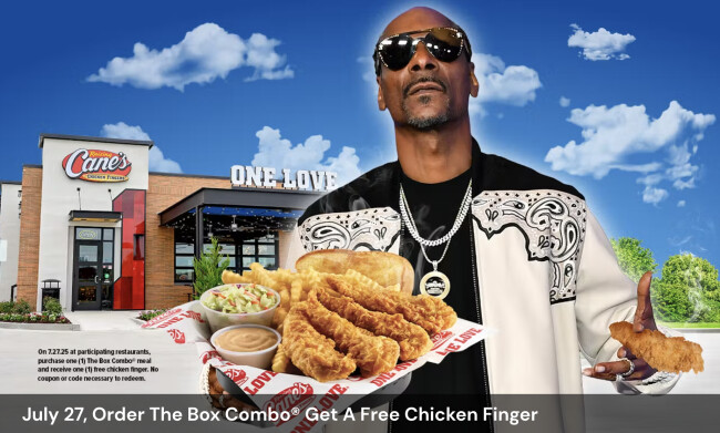 Raising Cane's Promo Banner with Snoop Dogg | Source: Raising Cane's Raising Cane's Promo Banner with Snoop Dogg | Source: Raising Cane's