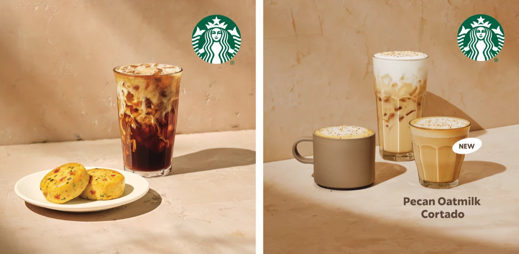 Starbucks Italian Sausage Egg Bites and Pecan Cortado