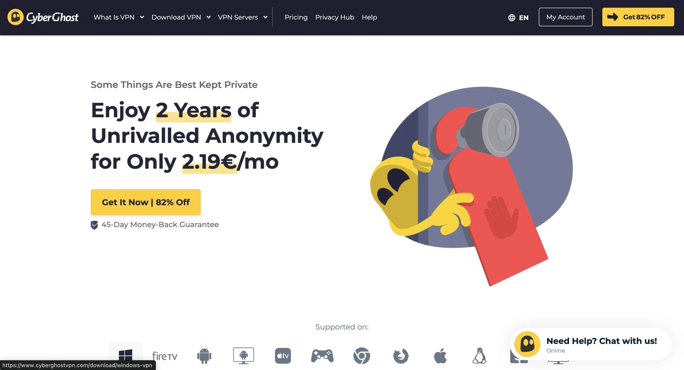 cyberghost webpage