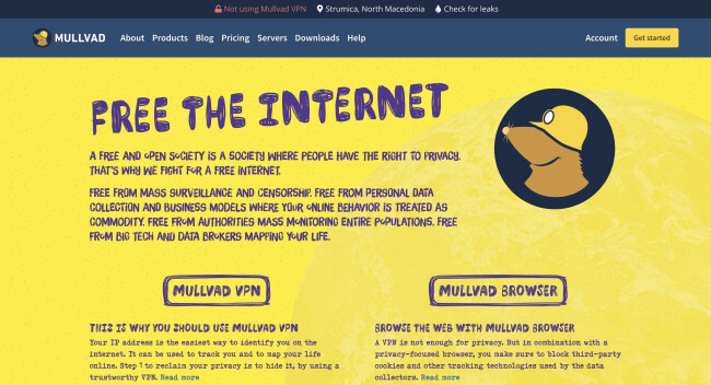 mullvad webpage