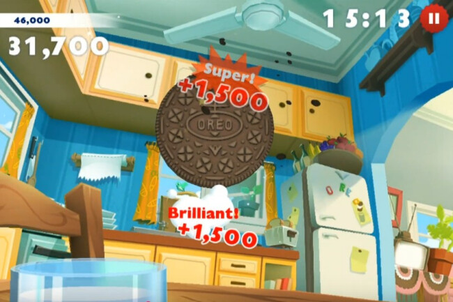 Screenshot from Oreo's Twist, Lick, Dunk minigame.