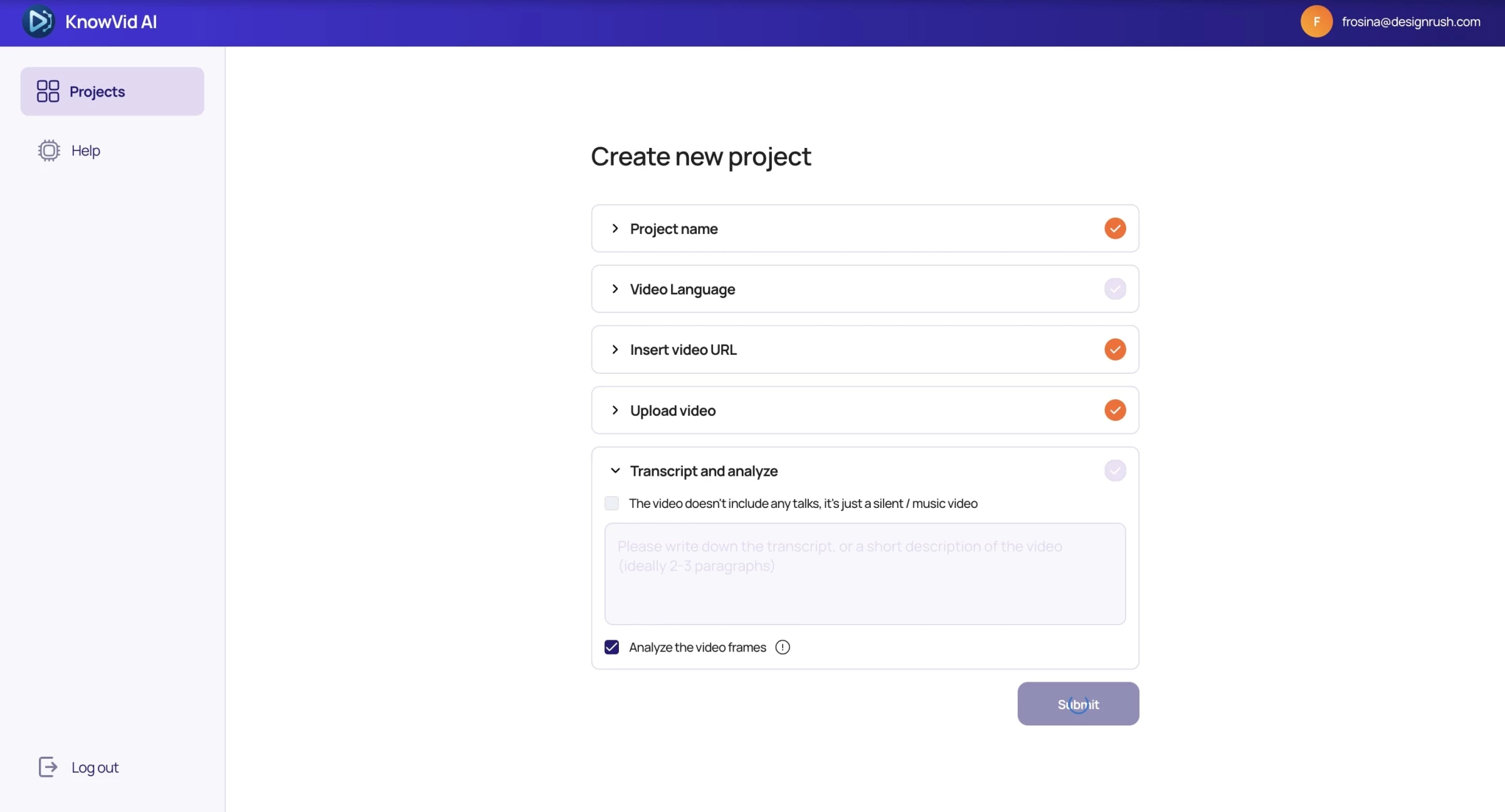 knowvid dashboard
