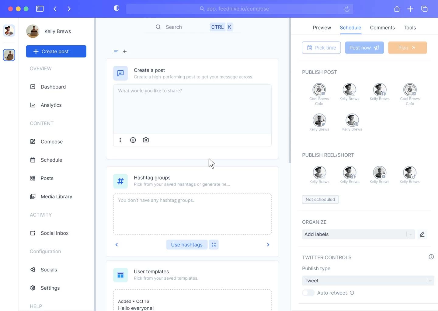 feedhive dashboard
