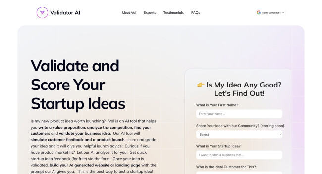 validator ai webpage