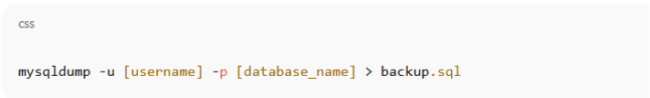 MySQL command to back up a database using mysqldump syntax