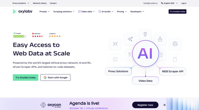 oxylabs webpage