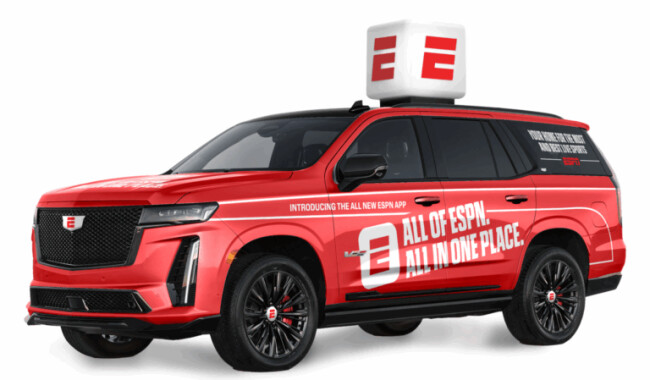 Lyft's ESPN-branded SUVs | Source: ESPN Lyft's ESPN-branded SUVs | Source: ESPN