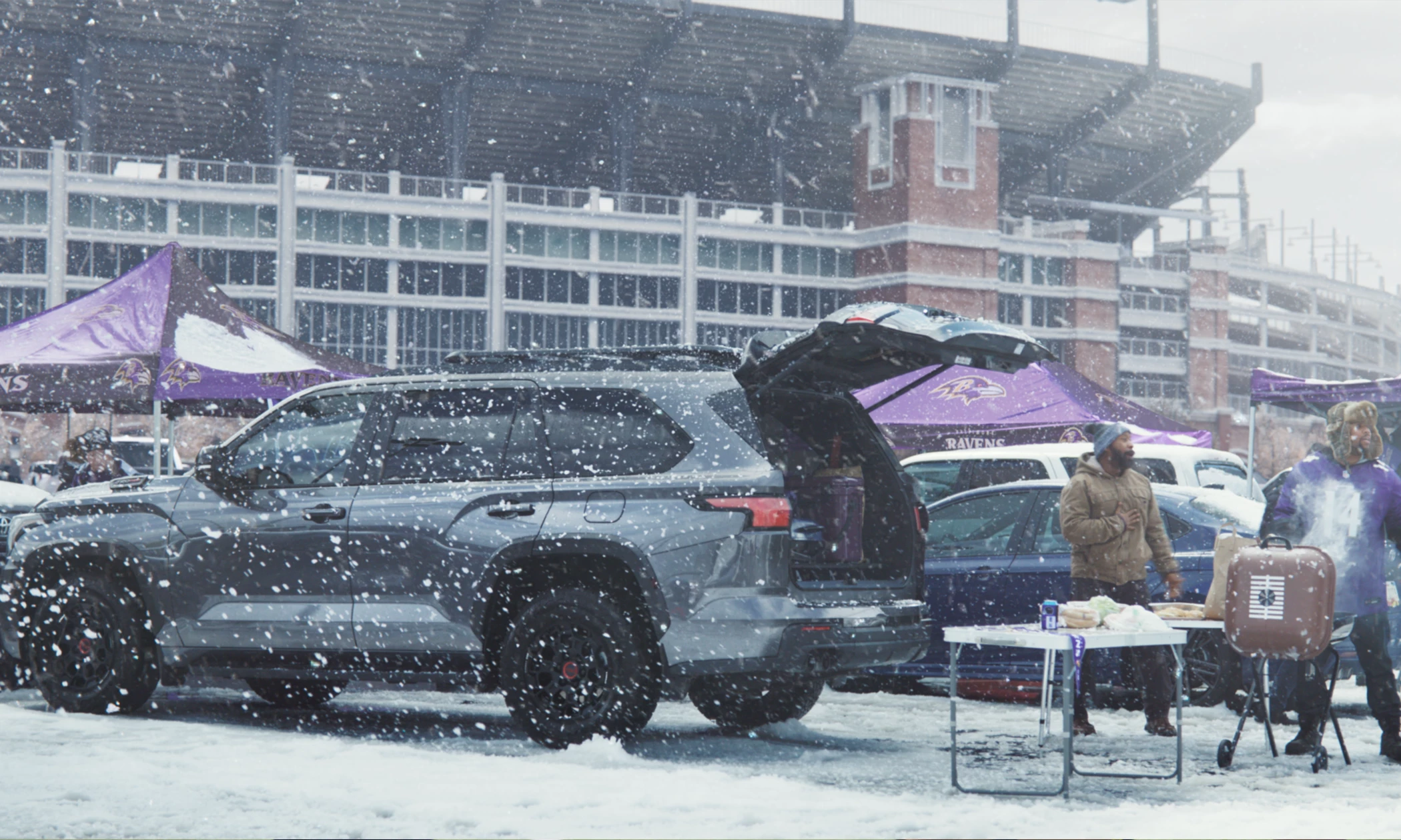 Tailgaters in a still from Toyota's 'All In. All Season.' Campaign | Source: Toyota