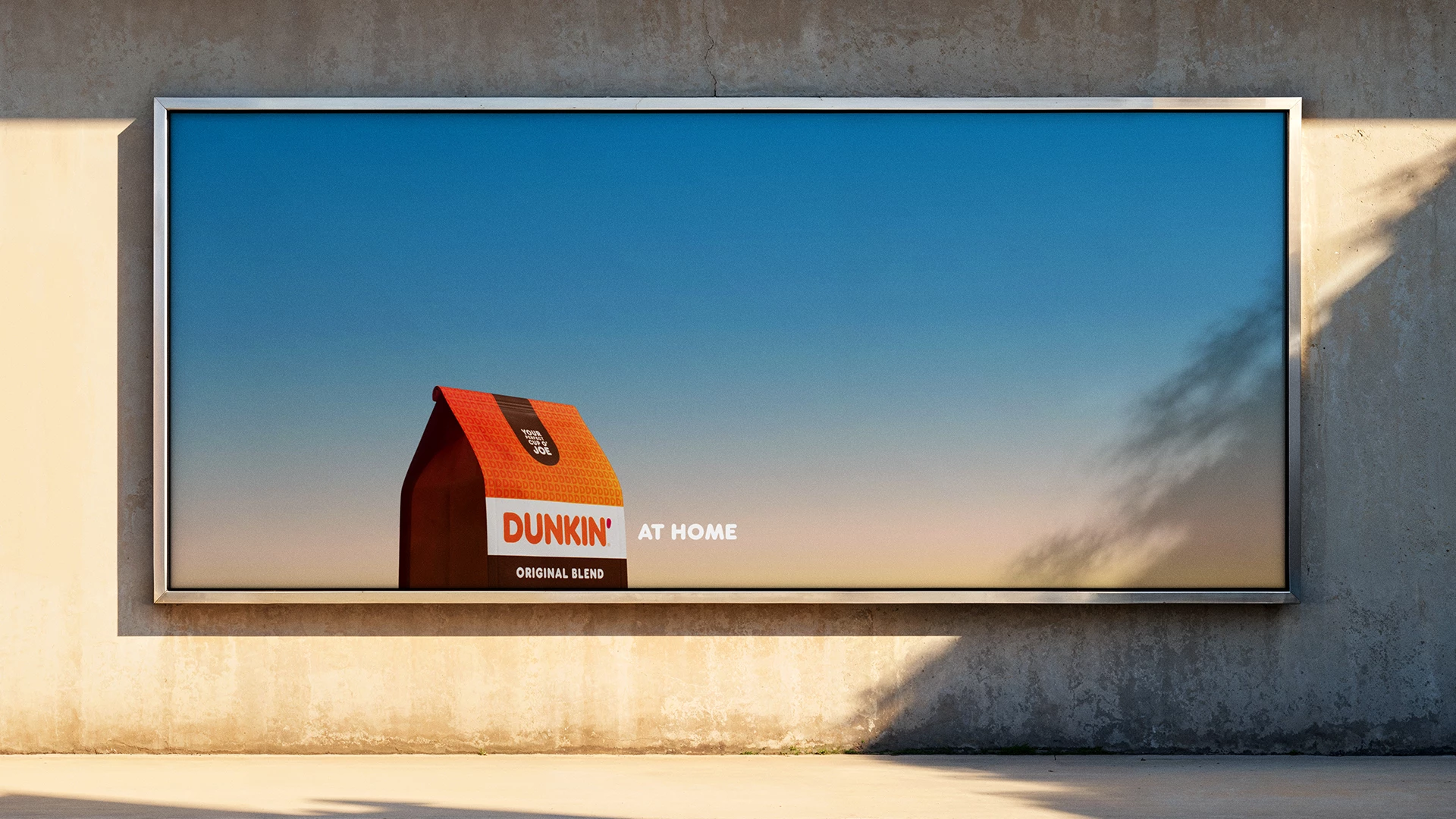 A Dunkin' At Home Billboard downtown