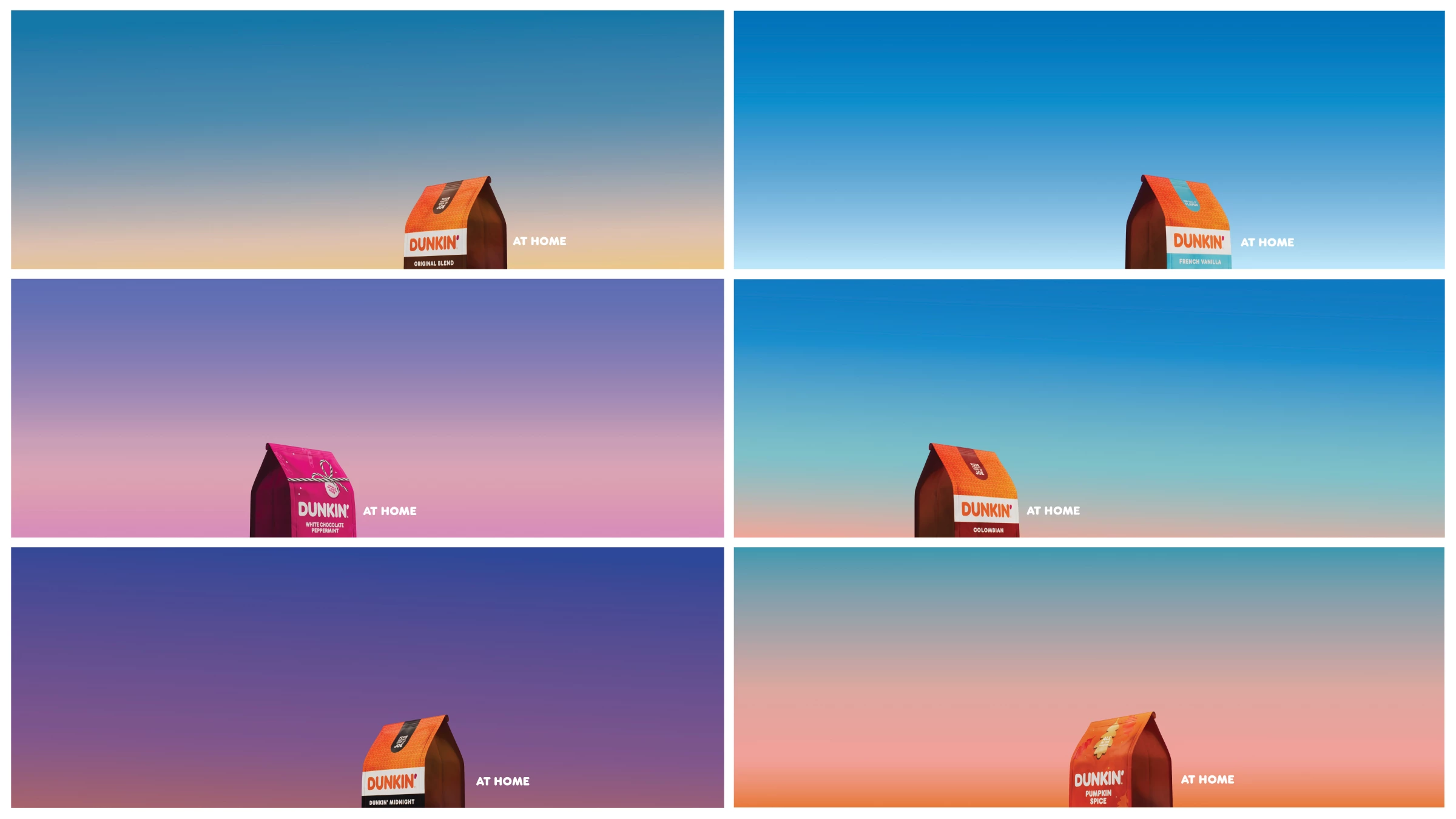 All six gradients of Dunkin' At Home's "Iconic Home" campaign
