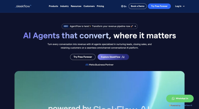 an image of the sleekflow homepage