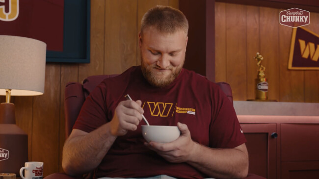 Tyler Biadasz eating Campbell's Chunky | Source: Campbell's Chunky Tyler Biadasz eating Campbell's Chunky | Source: Campbell's Chunky