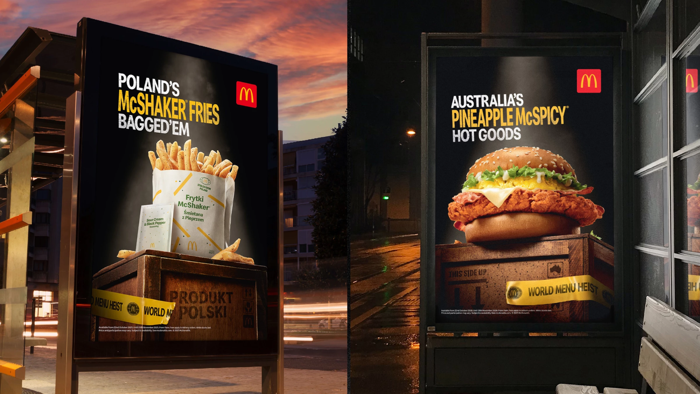 Examples of the 'World Menu Heist' Digital Billboards