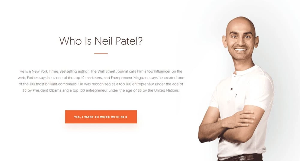 Neil Patel personal branding Neil Patels' personal branding example