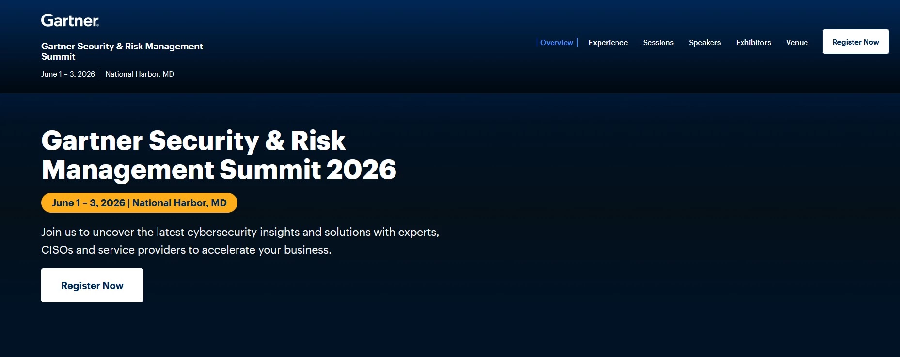 Gartner Security & Risk Management Summit 2026 homepage.