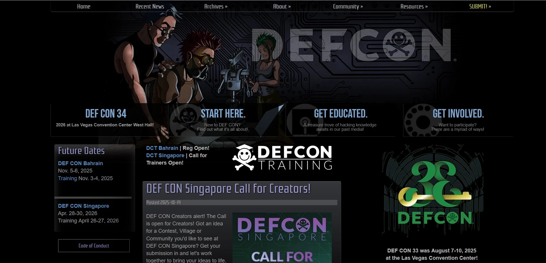 DEF CON homepage.